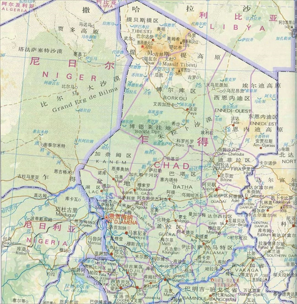 乍得共合国地图